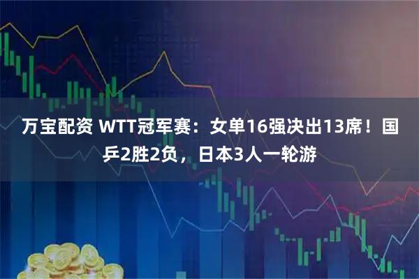 万宝配资 WTT冠军赛:女单16强决出13席!国乒2胜2负,日本3人一轮游